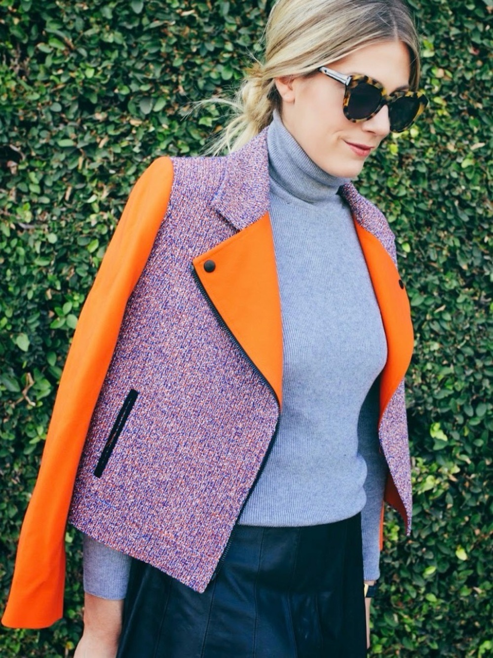 Classiques Entier Purple-Orange Tweed Moto Blazer
